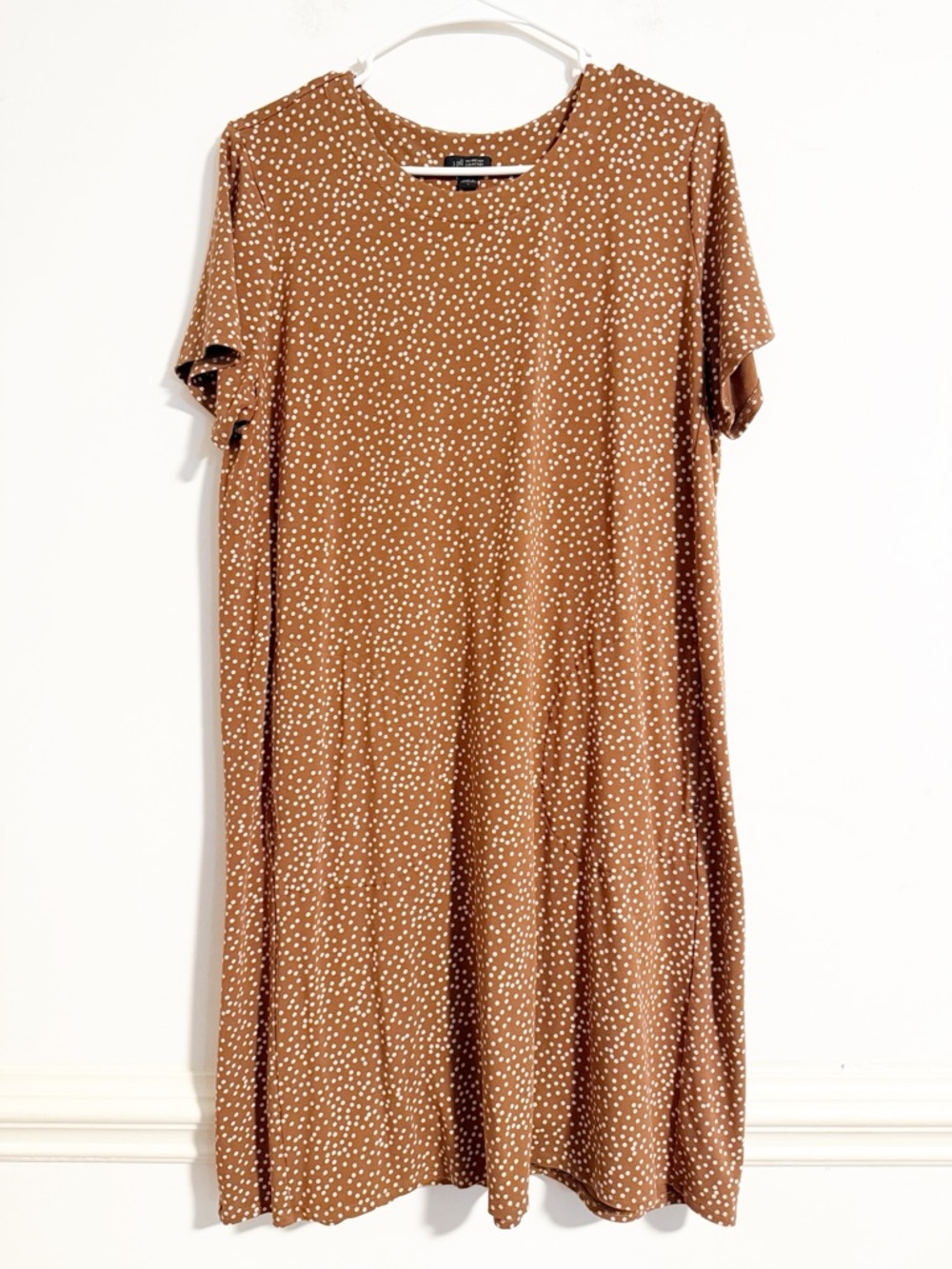 J. Jill Wearever Brown Polka Dot Short Sleeve Swing Dress L